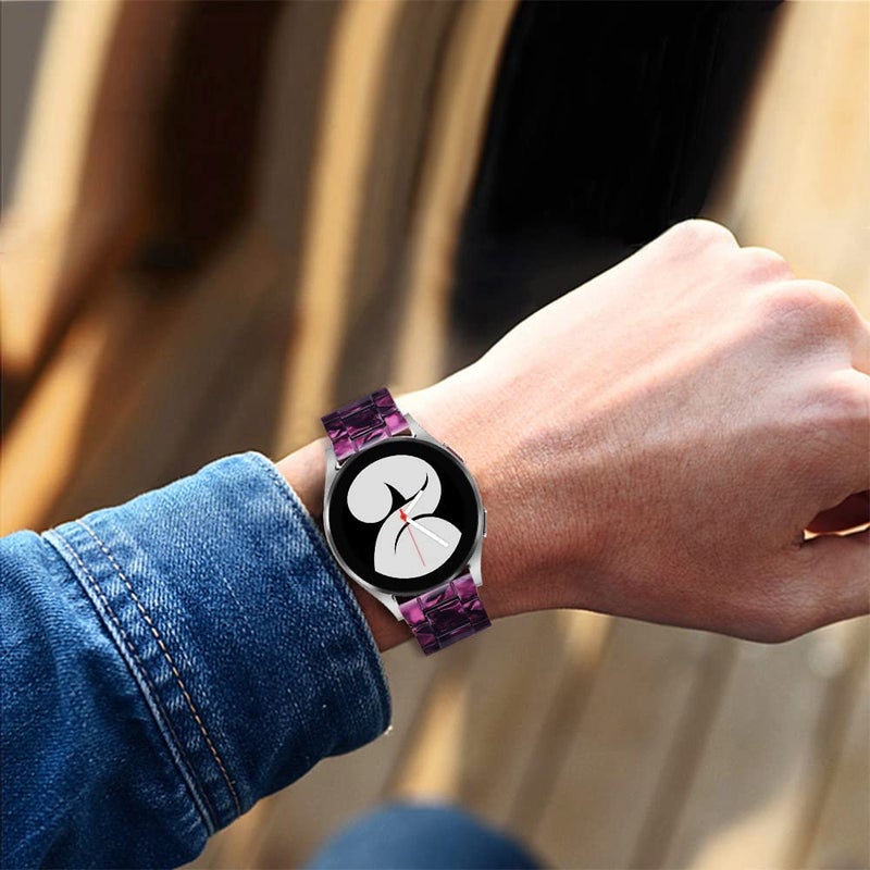 DEALELE Bands Compatible with Samsung Galaxy Watch 7 / FE / 6/6 Classic / 5/5 Pro / 4/4 Classic / 3 41mm / Huawei GT3 42mm, 20mm Colorful Resin Replacement Strap for Women Men (Purple) - Image 4
